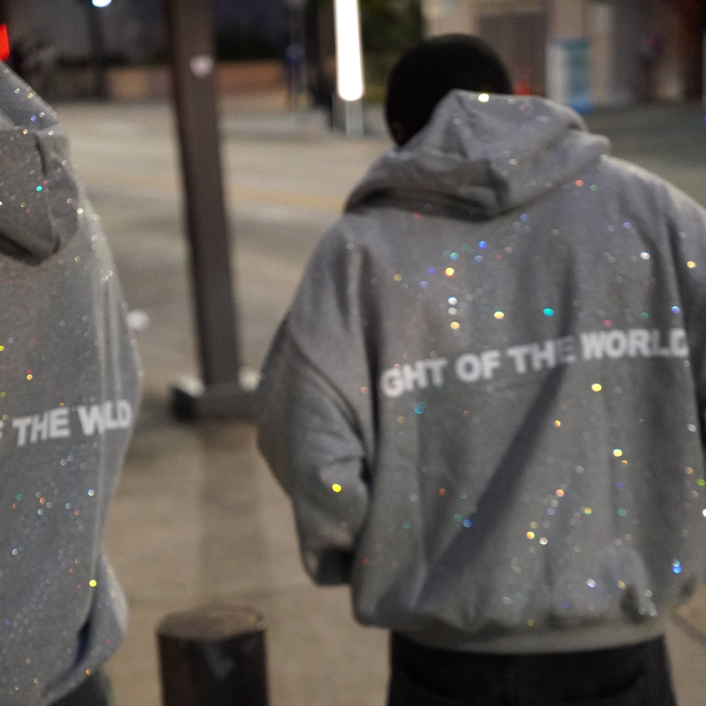 JESUS IS THE LIGHT Rhinestone Hoodie Grey Oversized