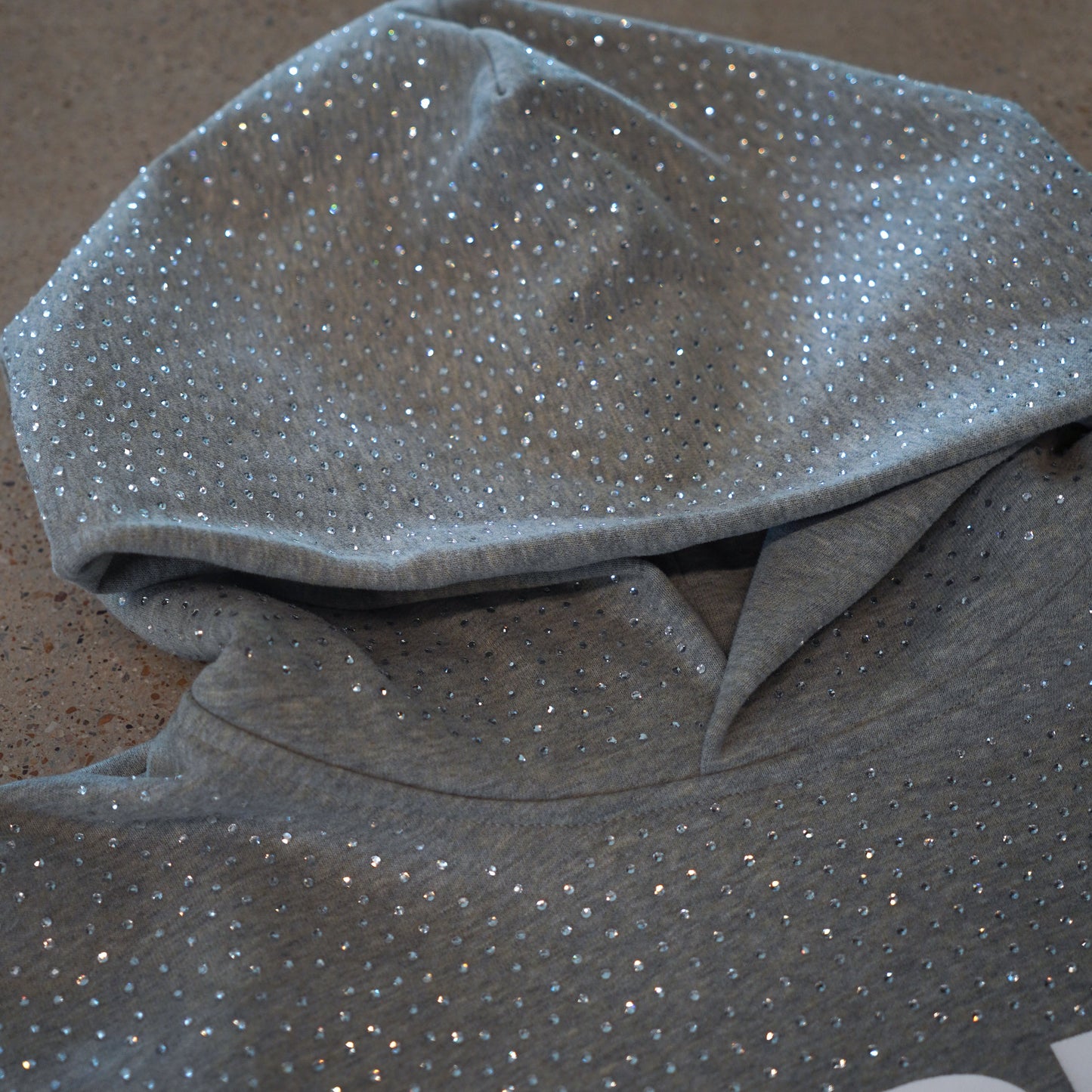 JESUS IS THE LIGHT Rhinestone Hoodie Grey Oversized