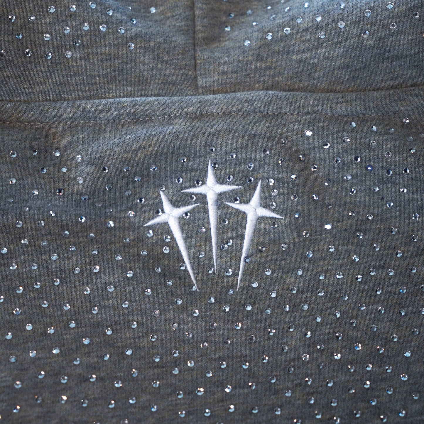 JESUS IS THE LIGHT Rhinestone Hoodie Grey Oversized